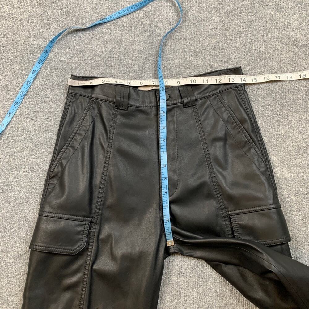 Hudson Pants Womens 26 Black Heidi High Rise Wide Faux Leather Cargo Pockets - Picture 5 of 13